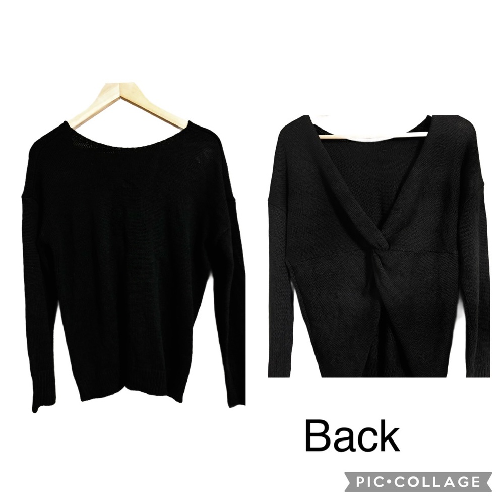 LOFT New Black Sweater With Double Open Back Detail Size Medium
